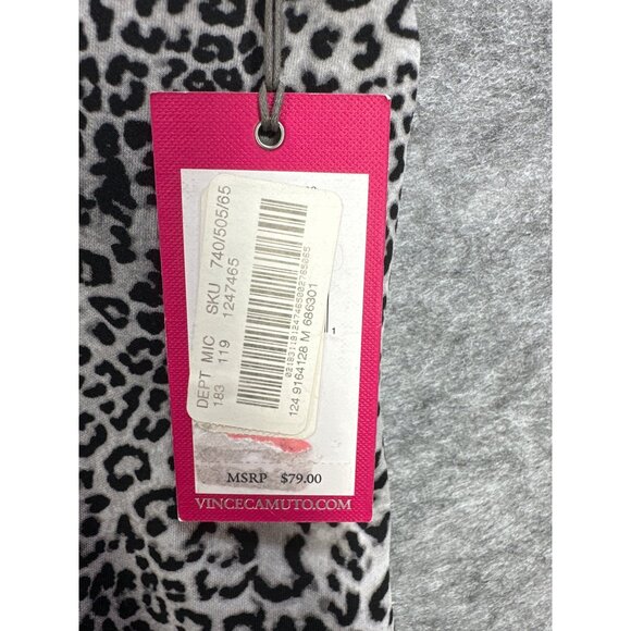 Vince Camuto Women’s Medium Leopard Animal Print Blouse Short Sleeve Top Shirt - Picture 3 of 7